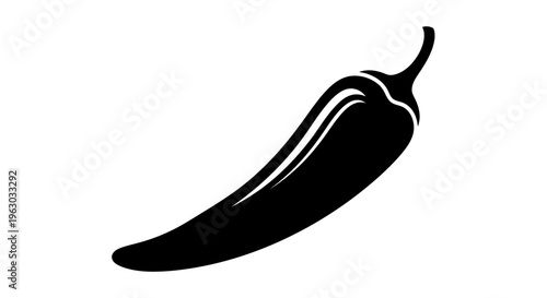 Black Silhouette of a Spicy Chili Pepper.