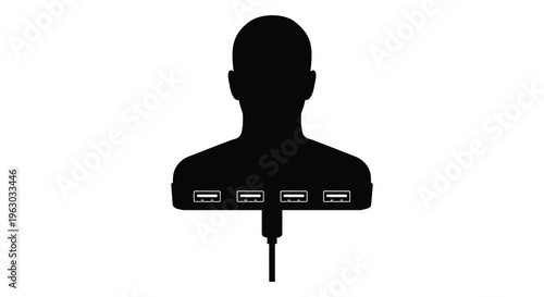 Human torso with integrated usb ports a striking black silhouette