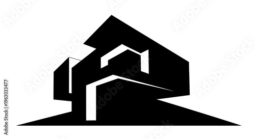 Modern Abstract Architectural Building Design Silhouette.