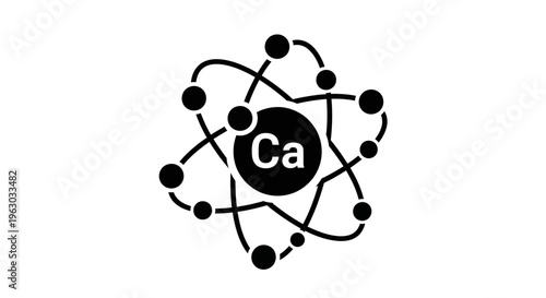 Calcium Atom Structure with Electrons Orbiting Nucleus.