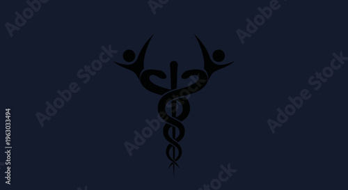 Caduceus Medical Symbol Abstract Dark Background.