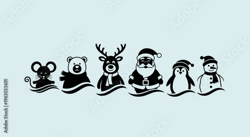 Christmas Characters Collection Silhouette Art.