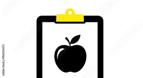 Clipboard with Apple Icon for Healthy Eating Plan.