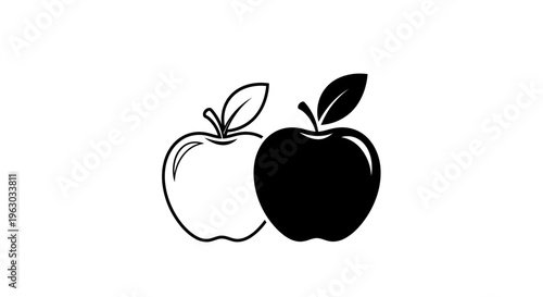 Two Apples One Outline One Solid Black.