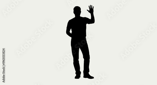 Silhouette of a Man Waving Hello.