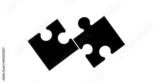 Two black puzzle pieces connecting together symbolizing teamwork.