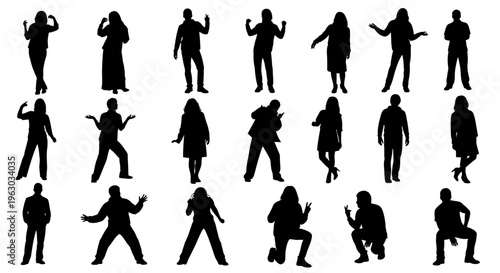 Collection of Diverse Human Silhouettes in Various Poses.