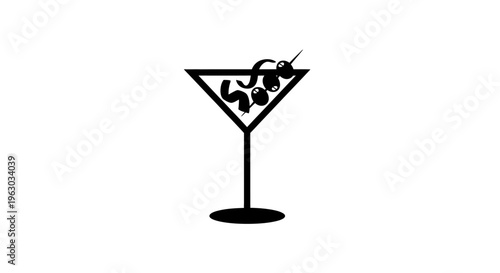 Elegant Martini Glass with Olives Icon.