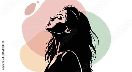 Elegant Silhouette of a Woman with Flowing Hair.