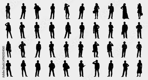 Collection of Diverse Human Silhouettes in Various Poses.