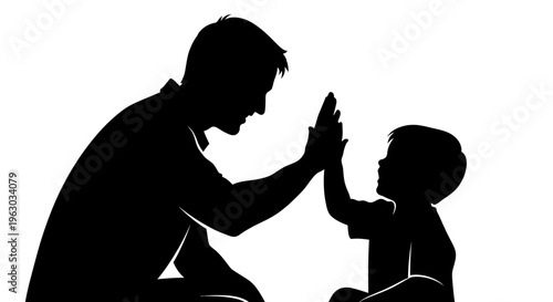 Father and Son High Five Silhouette.