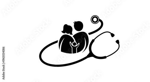 Family Health Care Medical Stethoscope Symbol.