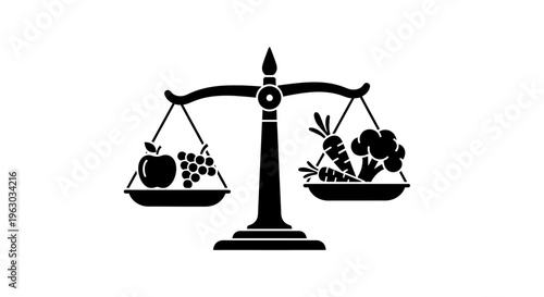 Healthy Eating Balance Scale with Fruits and Vegetables.