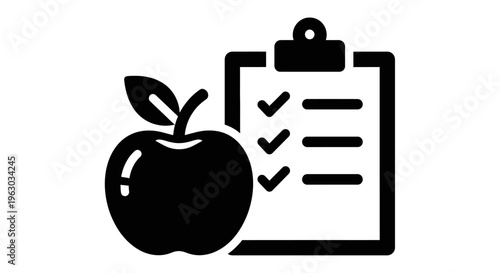 Healthy Eating Plan Checklist with Apple Icon.