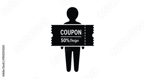Person holding a coupon offer a striking black silhouette
