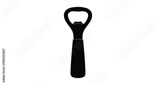 Black silhouette of a bottle opener against a white background silhouette