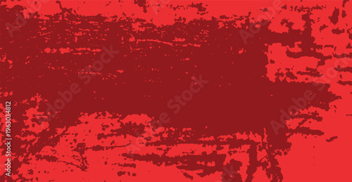 Red aged grainy messy template. Distress texture, corrosion metal surface. Grunge urban rough dirty background. Wall shabby backdrop. Vector illustration