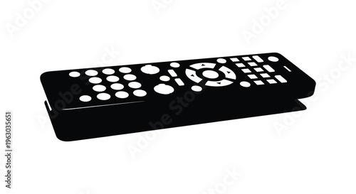 Black remote control depicted in a striking minimalist silhouette