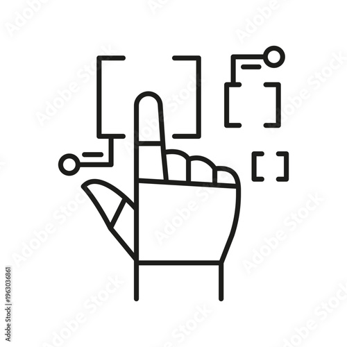 Ai interface data selection hand icon minimal line art
