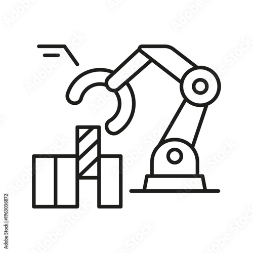 Robot ai data automation factory outline icon arm industry machine mechanical production