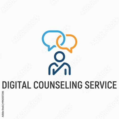 Person icon with overlapping chat bubbles for digital counseling and online therapy logo