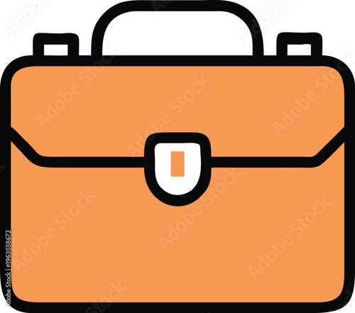 A simple orange briefcase icon representing business travel and professional work equipment for holding important paper documents