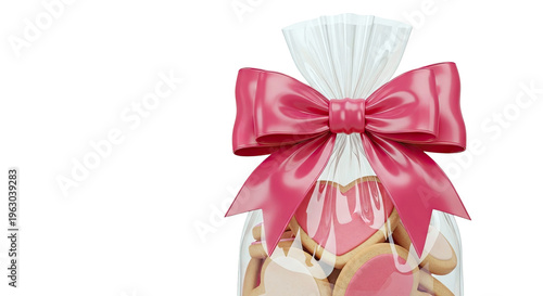 Heart-Shaped Cookies in Gift Bag with Pink Bow