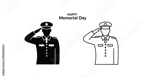 Memorial Day, military salute, patriotic icons, veterans day, armed forces isolated on White Background