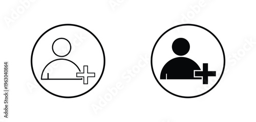 User profile icon set. person profile avatar with plus symbol,  vector illustration