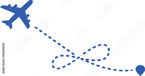 The image shows the curved trajectory of the blue dotted line, which conveys the idea of ​​movement or change of direction.