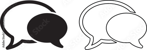 Black and white speech bubbles isolated on white background