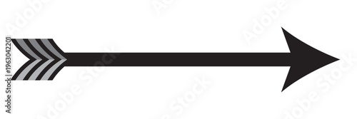 Black long arrow pointing to the right. Straight long arrow icon, right thin line, black arrow , white background, EPS10