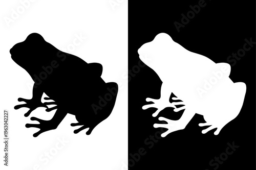 Frog Silhouette Collection Vector. Black White Animal Icon