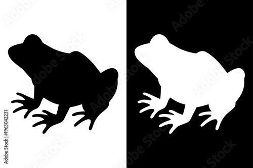 Simple Frog Silhouette Vector. Cute Hopping Frog Icon Illustration
