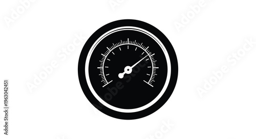 Black gauge with a needle pointing to a medium reading silhouette