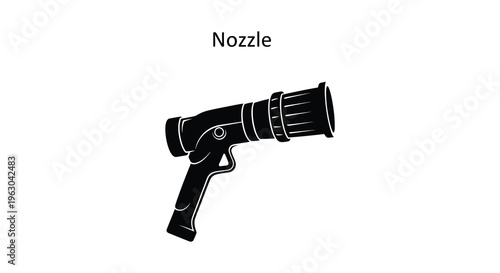 Black silhouette of a firefighting nozzle detailed design silhouette