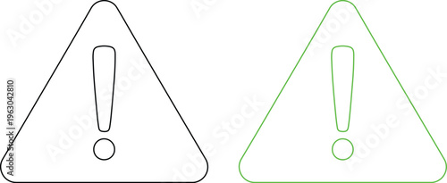 Vector illustration of warning signs with exclamation marks isolated on white background