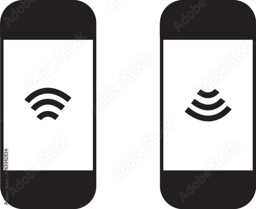 “Mobile Phone Wireless Connection Symbol Vector Icon Set”