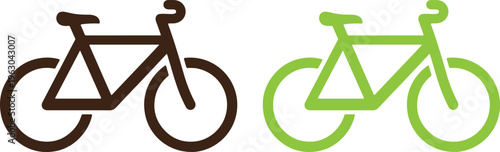 Vector illustration of bicycle icons in brown and green colors isolated on white background