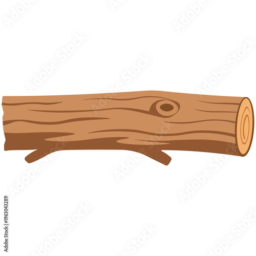Horizontal brown log with bark texture, natural wood, forest resource, organic, timber.