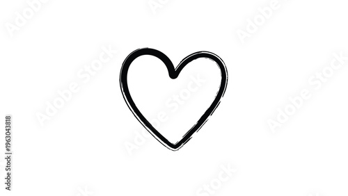 Simple minimalist hand drawn heart outline symbol on a white background for love and romance design concepts.