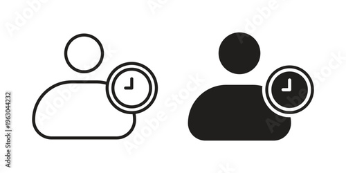 User time icon with editable stroke and solid design vectors