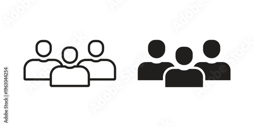 Users icon with editable stroke and solid design vectors