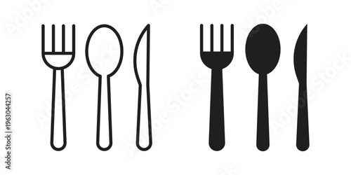 Utensils icon with editable stroke and solid design vectors