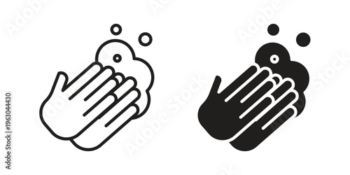 Wash your hands icon with editable stroke and solid design vectors
