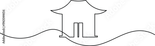 House continuous one line drawing minimalist style for real estate and home concept vector