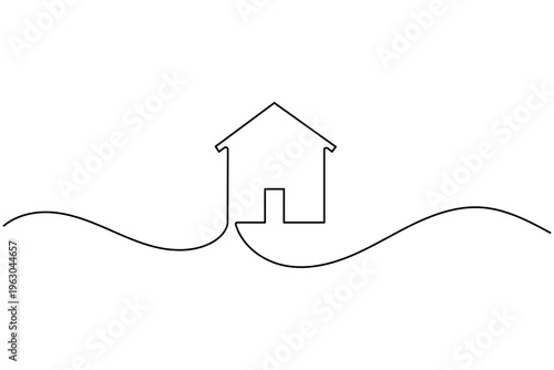 House continuous one line drawing minimalist style for real estate and home concept vector