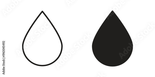 Water drop icon with editable stroke and solid design vectors