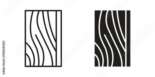 Wood board icon with editable stroke and solid design vectors