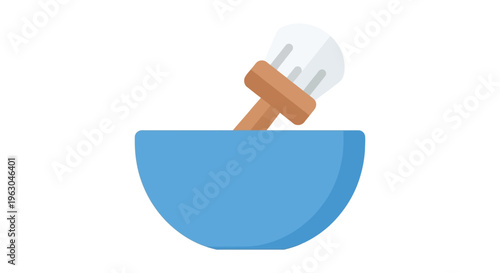 Electric toothbrush in blue bowl on white background in simple illustration for dental hygiene